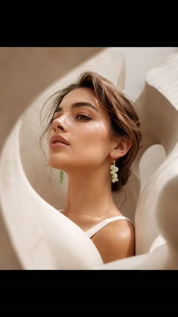 گوشواره آویز برگ سبز برند Six