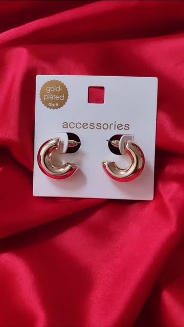 گوشواره حلقه‌ای ترند ابکاری طلا ضد حساسیت رنگ ثابت